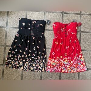 Floral Dresses - Black and Red
